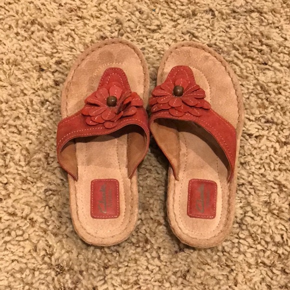 Clarks Shoes - Clarks Artisan Pale Red Leather Thong Sandals 9